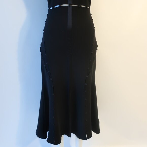 Womens Cinq a Sept Black Satin Striped & Button Details Maxi Dress 6 - Picture 6 of 12